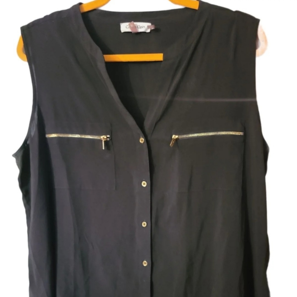 Calvin Klein Mandarin Collar Exposed zipper
